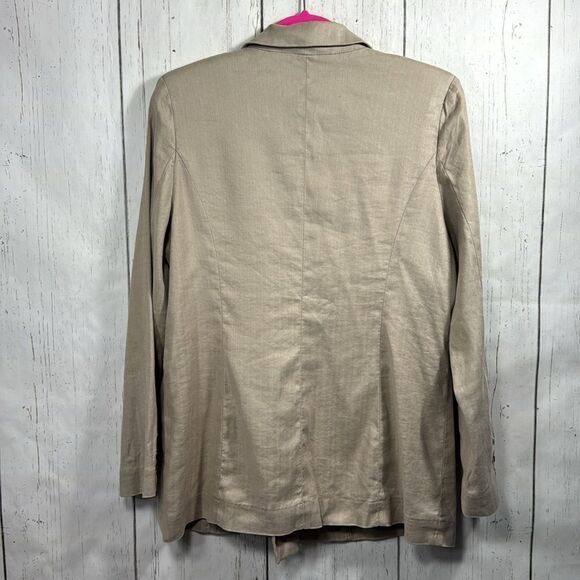 Evereve Linen Blend Double Breasted Blazer Beige Lightweight Modern Workwear - Picture 12 of 12